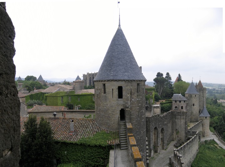 Chateau, cathedral in distance