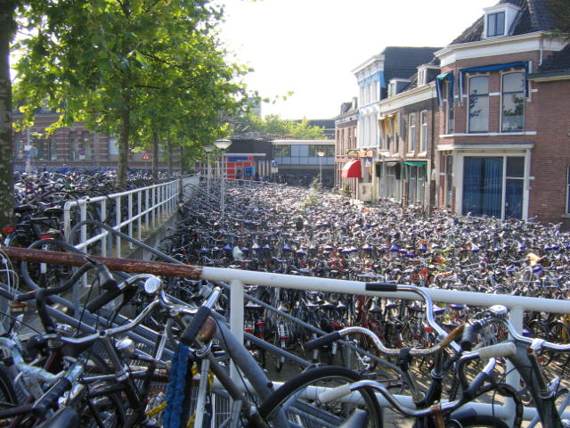 Bicycles at train station, Delft