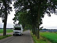 Rover ambling down a rural Dutch lane