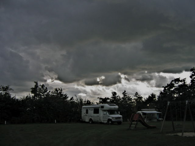 Rover under clouds, Veere campground