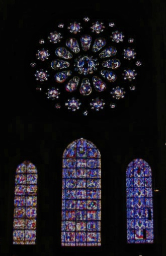 Rose Window and 11th Century glass, Chartres