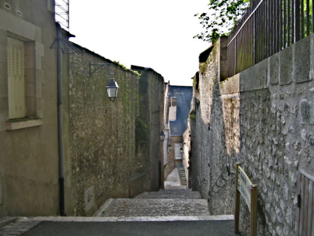 Steps down to town from chateau