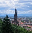 Scaffolding around Freiburg cathedral